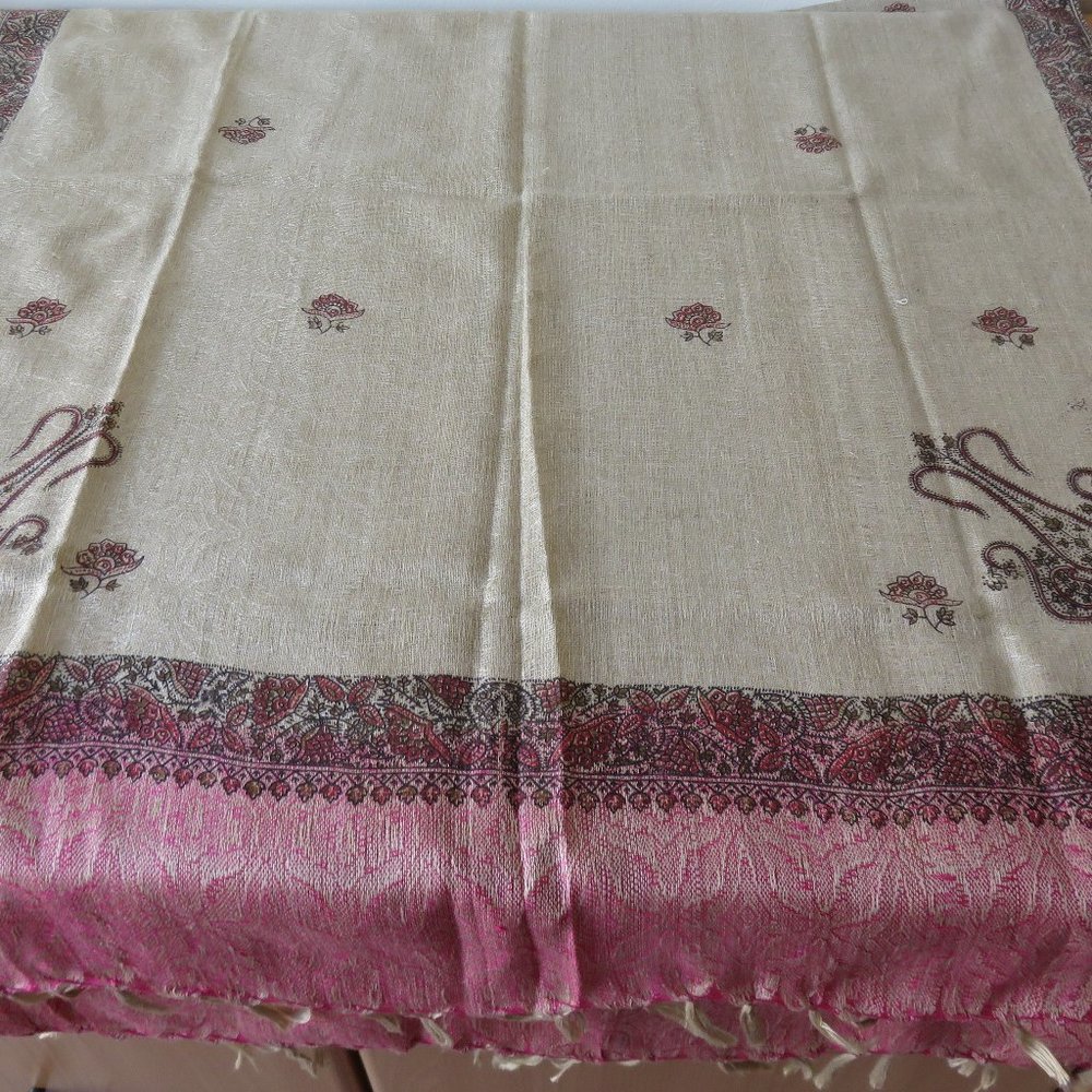 Oswal Shawl Dark Beige and Pink